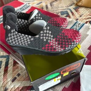 Bernie Mev Black, Red and Silver  Wedge Shoes